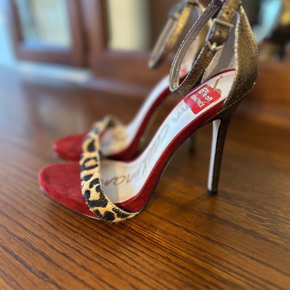 Sam Edelman Red and Leopard Heels